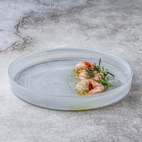 Фото Блюдо стеклянное Ø21см Asos белый дым