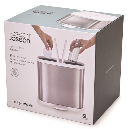 Контейнер для мусора Split Steel для ванной комнаты - 70520 Joseph Joseph детальная картинка 