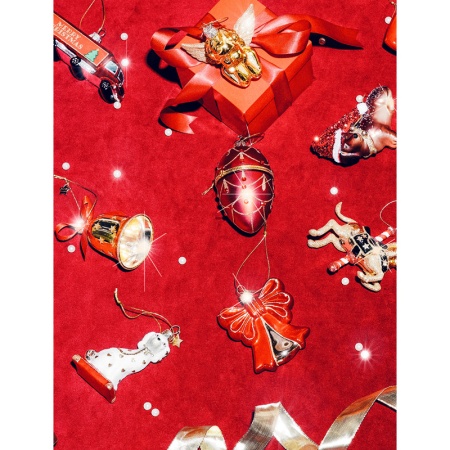 Новогоднее украшение из стекла Vondels "Золотой колокольчик с красным бантиком" 8см детальная картинка 