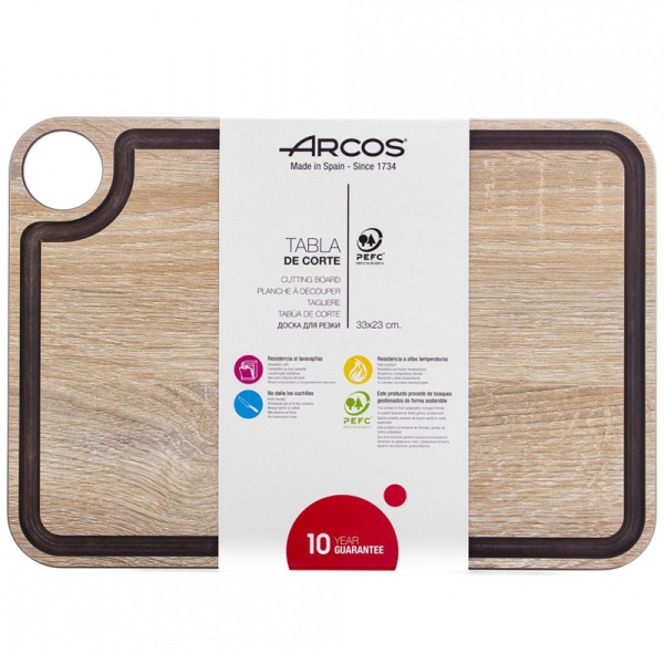 Фото Доска разделочная 33x23см с желобом NATURAL Arcos