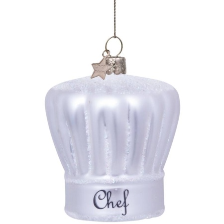 Новогоднее украшение из стекла Vondels "Серебристый колпак повара" 7см детальная картинка 