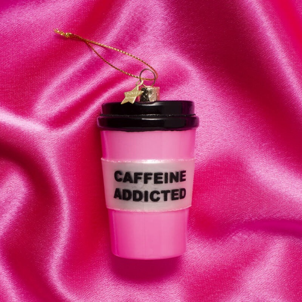 Фото Новогоднее украшение из стекла Vondels "Розовый кофейный стаканчик" 11см