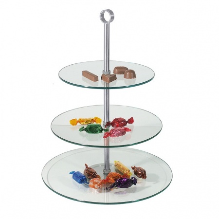 Подставка для торта 3-х уровневая 21-25-30x(h)40см стекло детальная картинка 