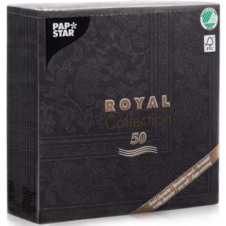 Салфетка 3сл 40x40см ROYAL Collection Ornaments черная, 50шт детальная картинка 