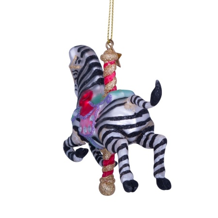 Новогоднее украшение из стекла Vondels "Карусель зебра" 10см детальная картинка 