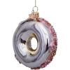 Новогоднее украшение из стекла Vondels "Розовый пончик с позолотой" 11см детальная картинка 