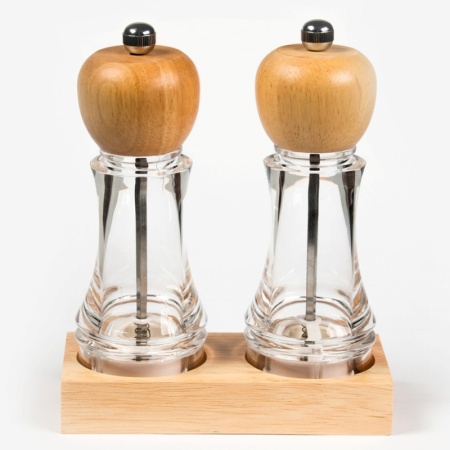 Набор мельниц для специй Ø7x18см P.L. Proff Cuisine на деревянной подставке детальная картинка 