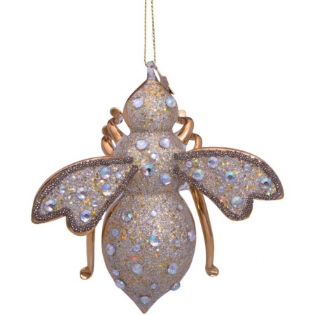 Новогоднее украшение из стекла Vondels "Золотая пчела с бриллиантами" 12см детальная картинка 