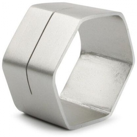 Набор колец для салфеток 5см CENTRO hexagonal silver, 4шт детальная картинка 
