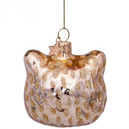 Новогоднее украшение из стекла Vondels "Золотая голова пантеры" 7.5см детальная картинка 