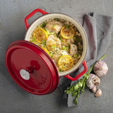 Кокот с крышкой Ø28см 5л оранжево-красный детальная картинка 