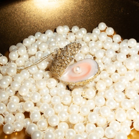 Новогоднее украшение из стекла Vondels "Блестящая устрица" 7см детальная картинка 