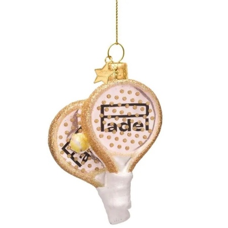 Новогоднее украшение из стекла Vondels "Розовая ракетка для паделя" 9.5см детальная картинка 