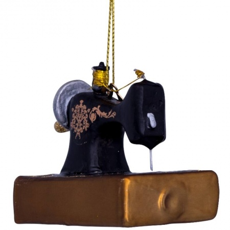 Новогоднее украшение из стекла Vondels "Винтажная швейная машинка" 9см детальная картинка 