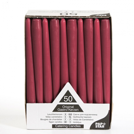 Свеча бордовая Ø22мм 25см, 50шт детальная картинка 