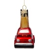 Новогоднее украшение из стекла Vondels "Красная машина с золотой сумкой" 9см детальная картинка 