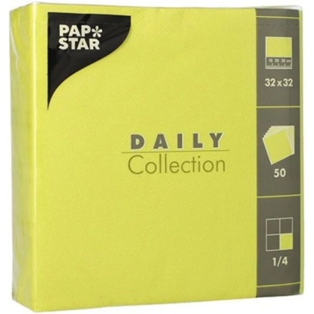 Салфетка 2сл 1/4 32x32см DAILY Collection зеленый лайм, 50шт детальная картинка 