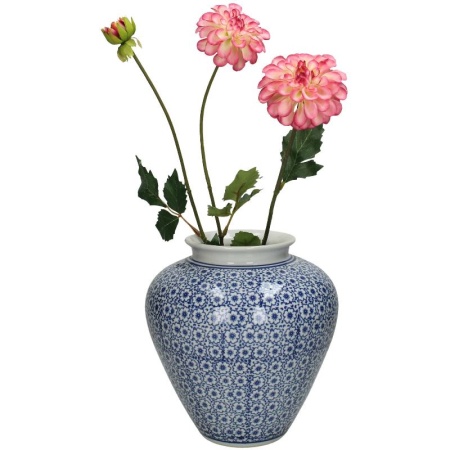 Ваза для цветов фарфоровая 18x18x20см синяя детальная картинка 