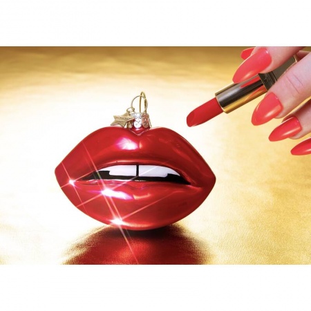 Новогоднее украшение из стекла Vondels "Красные губы" 7.5см детальная картинка 