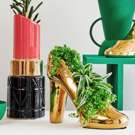 Кашпо "Золотая туфля" 21x9x17см детальная картинка 