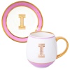 Кружка с блюдцем «Library» золотая буква «I» (розового цвета) детальная картинка 