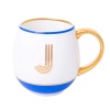 Кружка с блюдцем «Library» золотая буква «J» (голубого цвета) детальная картинка 