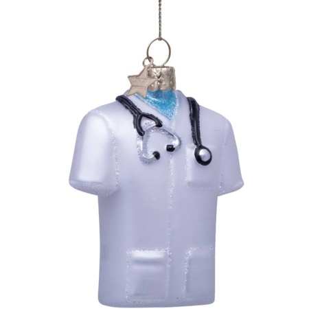 Новогоднее украшение из стекла Vondels "Халат доктора" 8см детальная картинка 