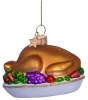 Новогоднее украшение из стекла Vondels "Индейка на блюде" 6см детальная картинка 