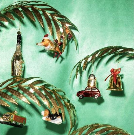 Новогоднее украшение из стекла Vondels "Рождественская такса" 9.5см детальная картинка 