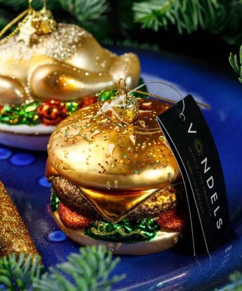 Фото Новогоднее украшение из стекла Vondels "Гамбургер" 6см