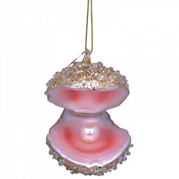 Фото Новогоднее украшение из стекла Vondels "Блестящая устрица" 7см