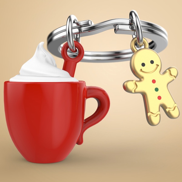 Фото Брелок для ключей "Чашка молочного шоколада и имбирное печенье"