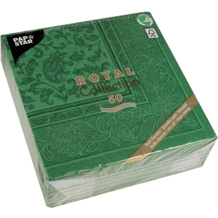 Салфетка 40x40см ROYAL Collection Ornaments темно-зеленая, 50шт детальная картинка 