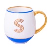 Кружка Library золотая буква «S» (голубого цвета) детальная картинка 