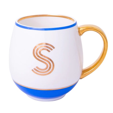 Кружка Library золотая буква «S» (голубого цвета) детальная картинка 