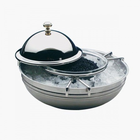 Икорница - чаша из стекла с крышкой из нерж.стали детальная картинка 