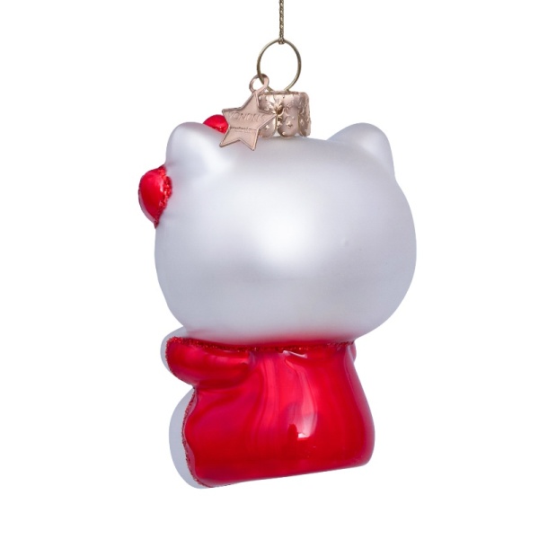 Новогоднее украшение из стекла Vondels "Hello Kitty с сердцем" 9см - в подарочной коробке детальная картинка 