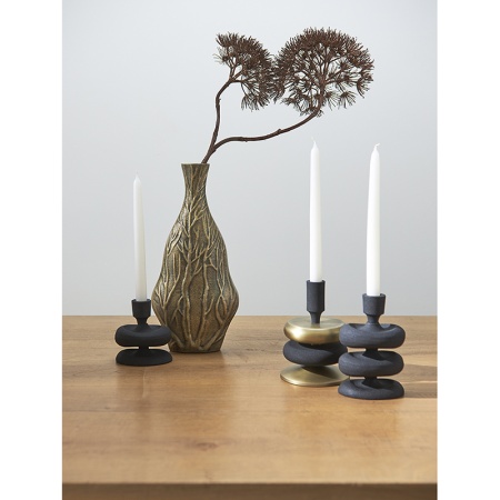 Подсвечник 17см Stone черный/античная латунь детальная картинка 