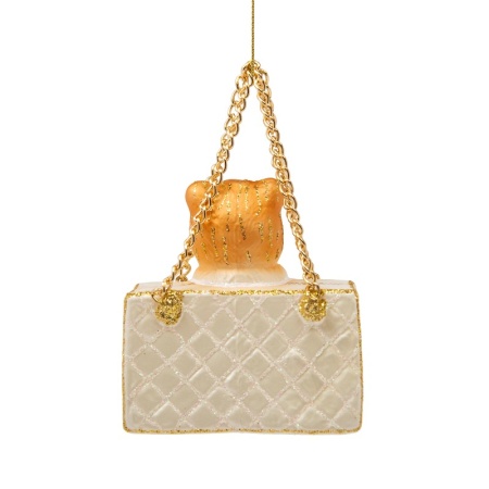 Новогоднее украшение из стекла Vondels "Собачка в сумочке" 7см детальная картинка 