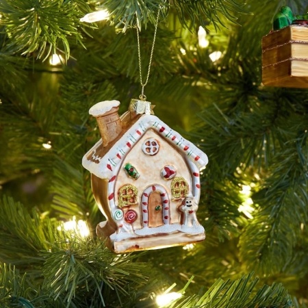 Новогоднее украшение из стекла Vondels "Пряничный домик" 9.5см детальная картинка 