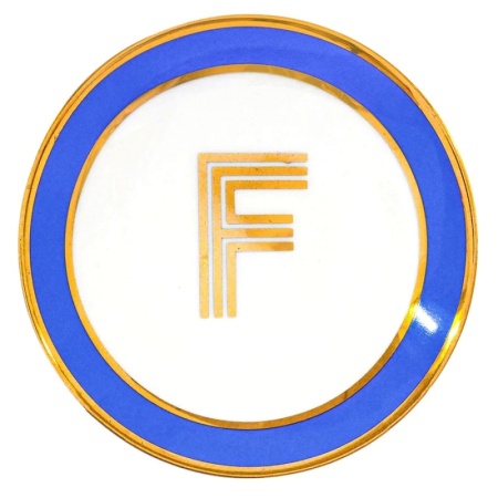 Блюдце Library золотая буква «F» (голубого цвета) детальная картинка 