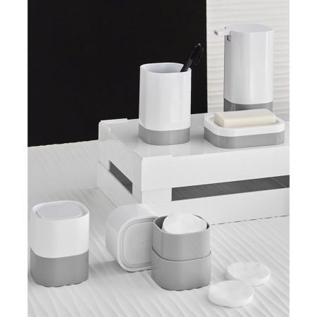 Стакан для зубных щеток 470мл Tyer белый/серый детальная картинка 