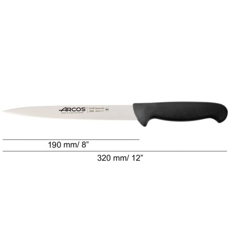 Нож слайсер филейный 19см 2900 черный детальная картинка 