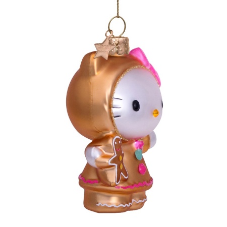Новогоднее украшение из стекла Vondels "Hello Kitty имбирный пряник" 9см - в подарочной упаковке детальная картинка 