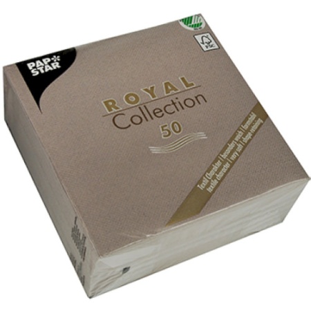 Салфетка 1/4 33x33см ROYAL Collection серая, 50шт детальная картинка 
