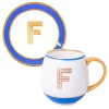 Кружка с блюдцем «Library» золотая буква «F» (голубого цвета) детальная картинка 