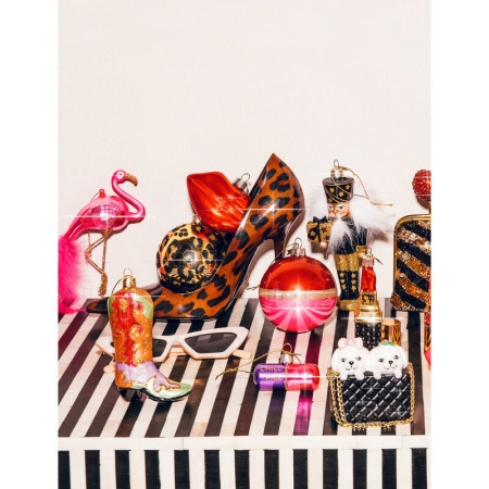 Новогоднее украшение из стекла Vondels "Леопардовый шар" 8см детальная картинка 