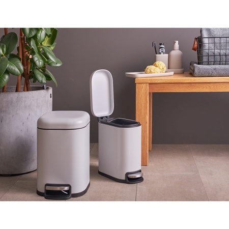 Ведро мусорное с педалью 6л светло-серое детальная картинка 