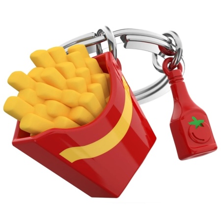 Брелок для ключей "Картофель фри и бутылка кетчупа" детальная картинка 