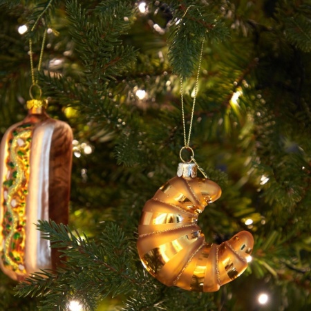 Новогоднее украшение из стекла Vondels "Золотой круассан" 10см детальная картинка 